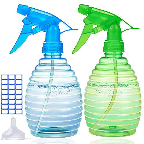 All-Purpose Heavy Duty Spraying Bottles Sprayer Leak Proof Mist Empty Water Bottle for Cleaning Solution Planting Pet with Adjustable Nozzle 2 Pack,16 Oz IDOLCO Plastic Spray Bottle with Labels